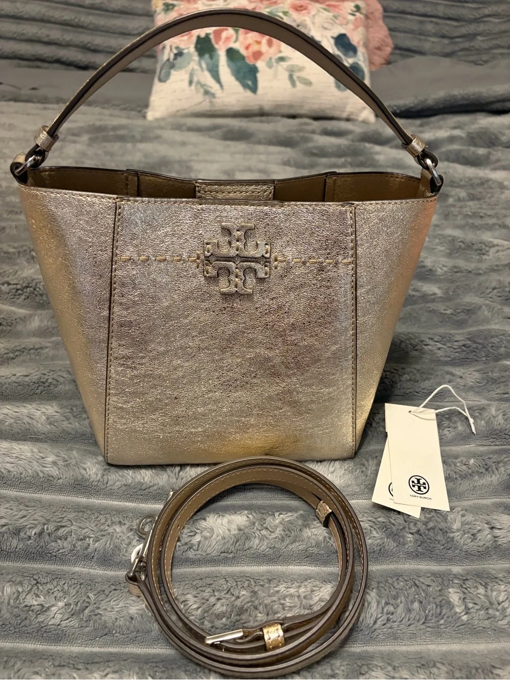 Tory Burch Metallic Gold Leather Shoulder Bag
